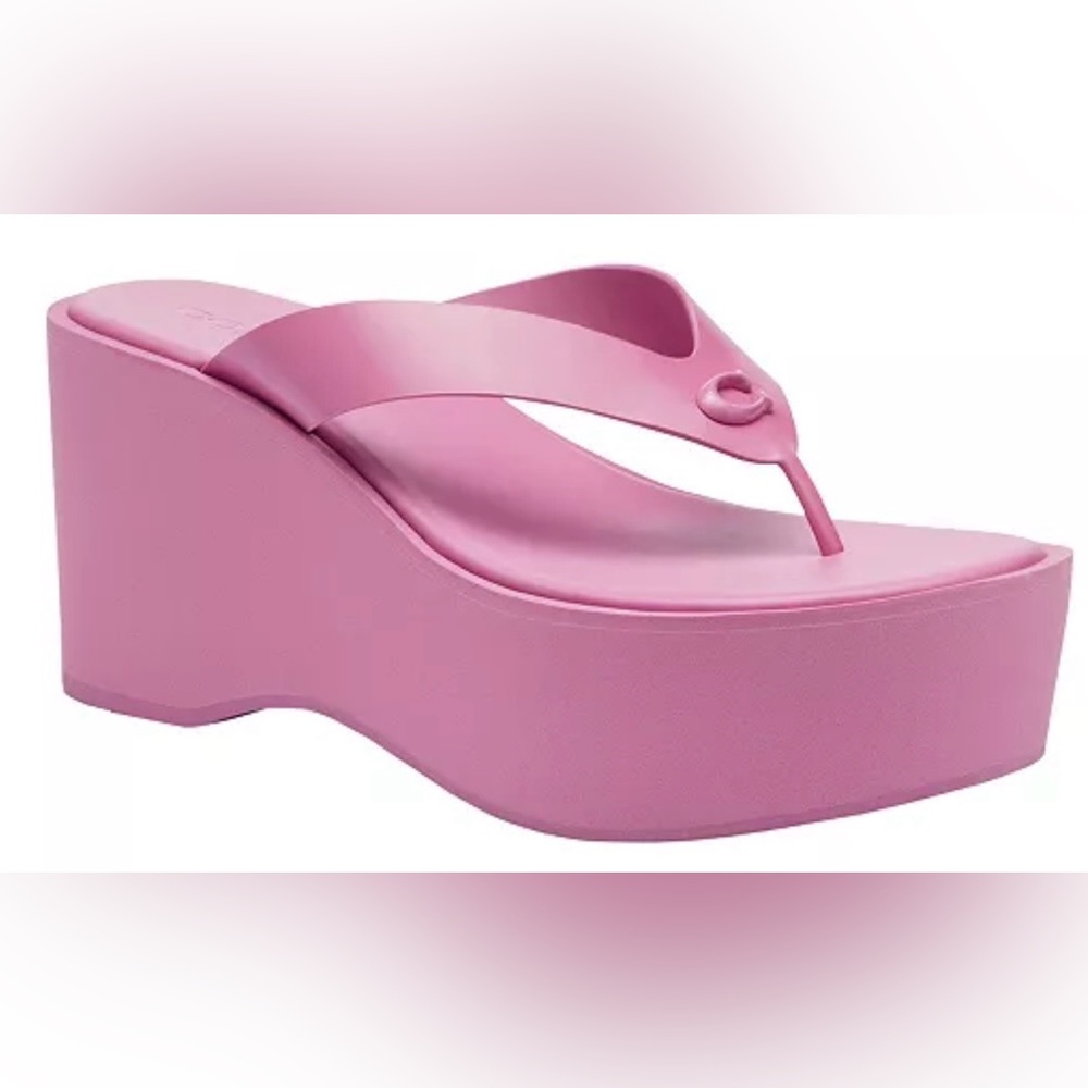 Coach Women's Sculpted C Platform Flip Flop Sandals Fuchsia Size 7 - Picture 12 of 14